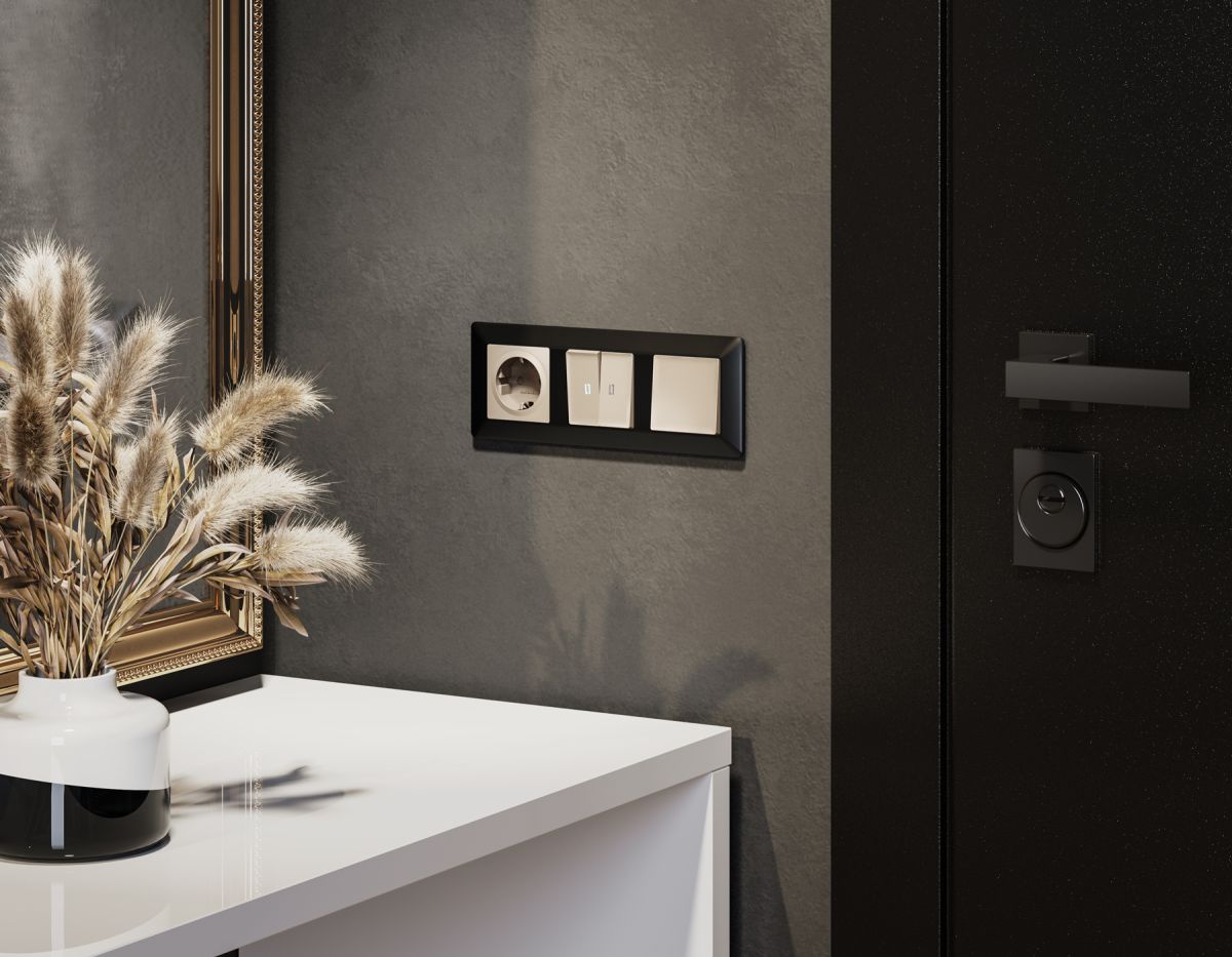 Комплект механизма 1-кл выключателя с самовозвратом ALFA Бежевый матовый QUANT Ambrella Volt MA321050 (AP3210, VM113)