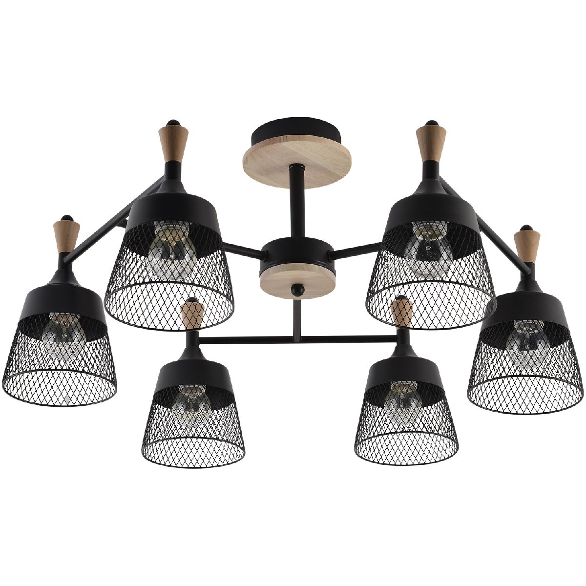 Люстра на штанге Reluce 01492-0.3-06 BK+WOOD