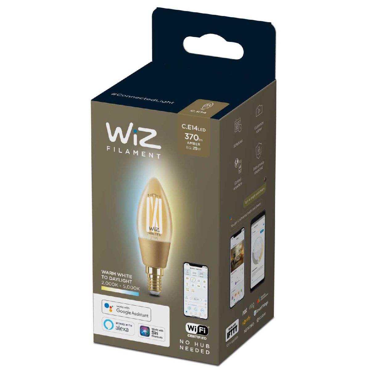 Умная светодиодная лампа Wiz Wi-Fi BLE25WC35E14920-50Amb1PF/6 E14 4,9W 2000/5000K 929003017701