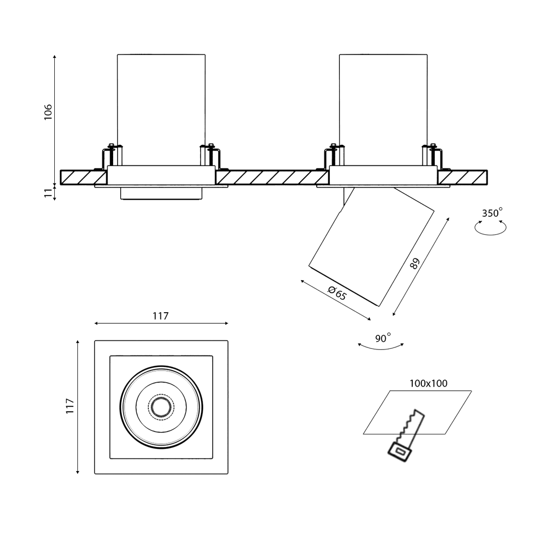 Спот DesignLed SPL-SQ1-12-WW 002329