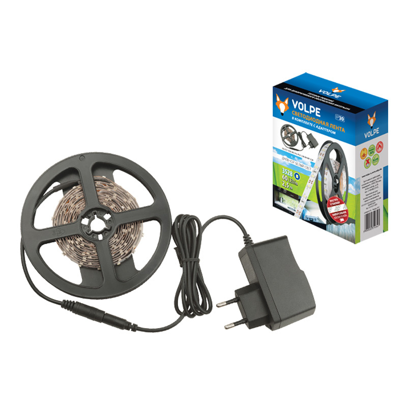 Светодиодная лента Volpe (UL-00000594) 9,6W/m 60LED/m 2835SMD холодный белый 2,5M ULS-Q321 2835-60LED/m-IP20-2.5M-DW RRP24C00