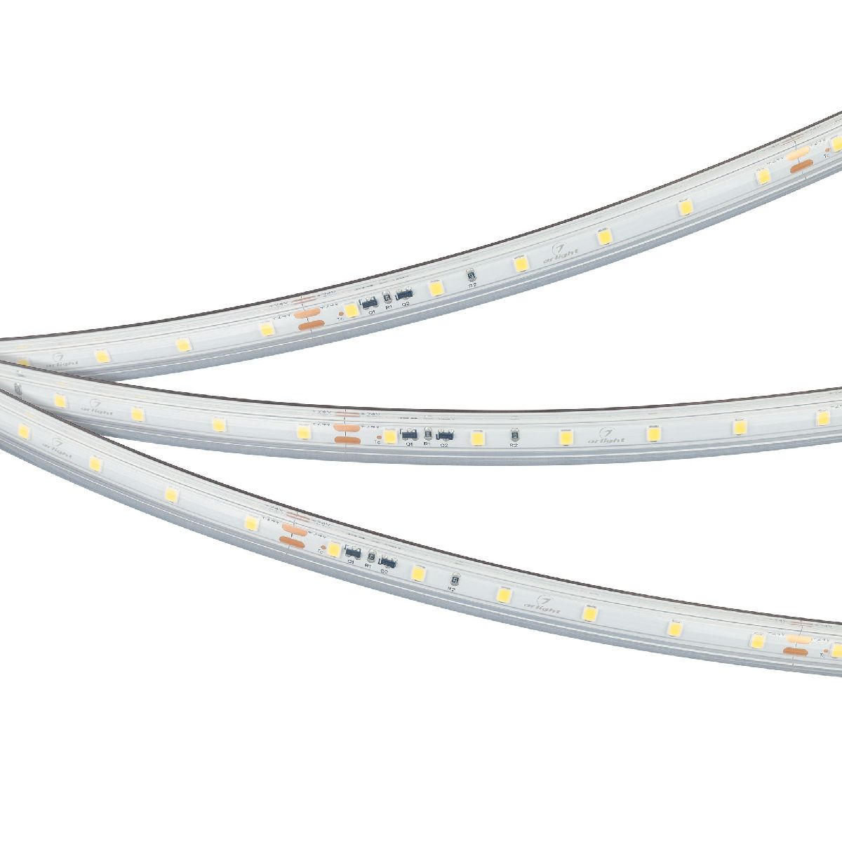 Светодиодная герметичная лента Arlight IC-PS-A60-10mm 24V Warm3000 (4.8 W/m, IP67, 2835, 10m) 050656