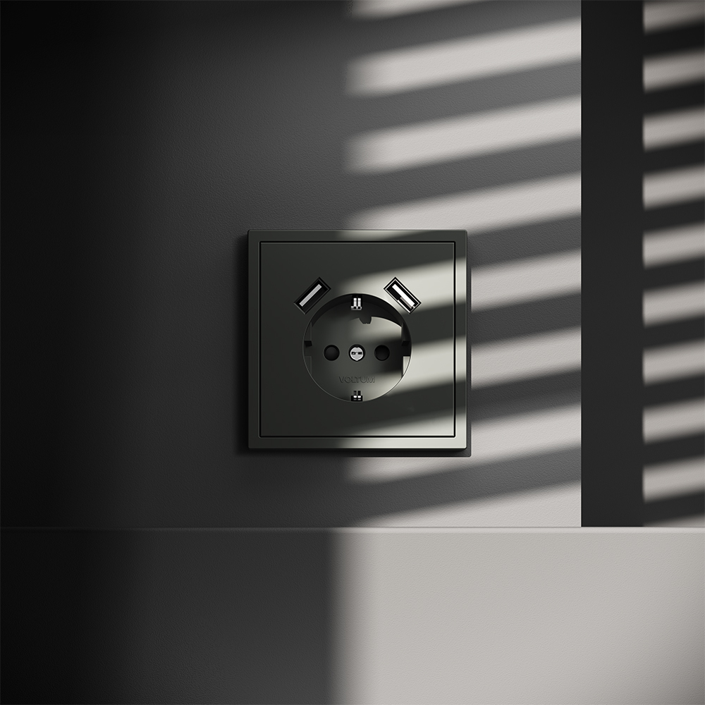 Розетка с USB, А+А Voltum S70 VLS040406 (титан)