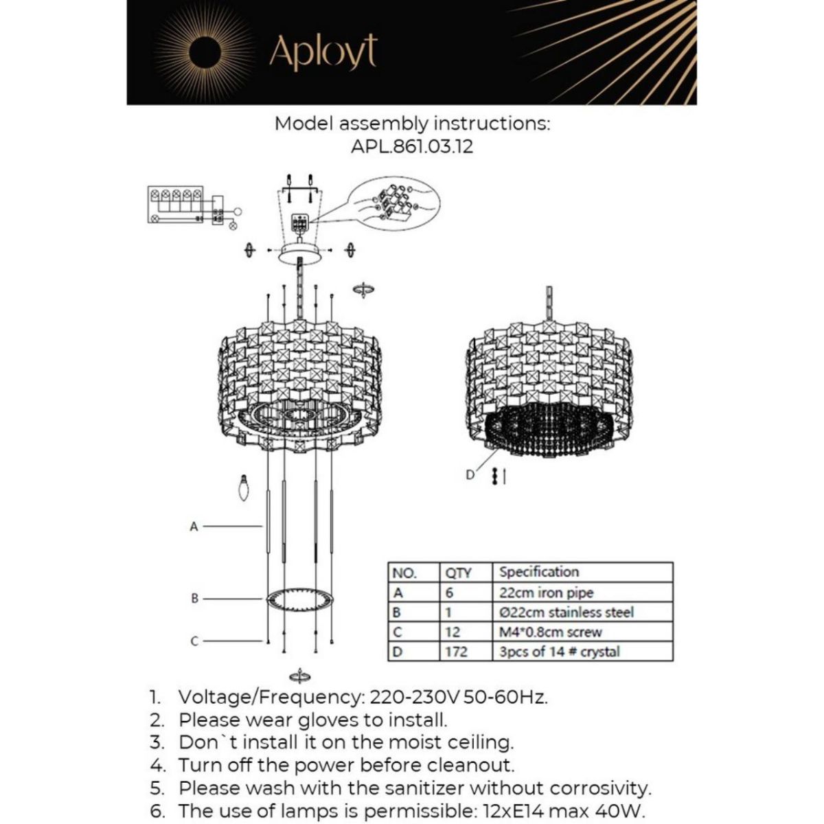 Подвесная люстра Aployt Felikayt APL.861.03.12
