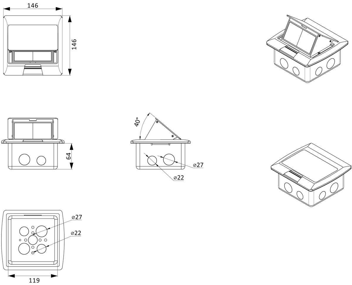 Выдвижной блок на 4 модуля Donolux DPB DPB4AN