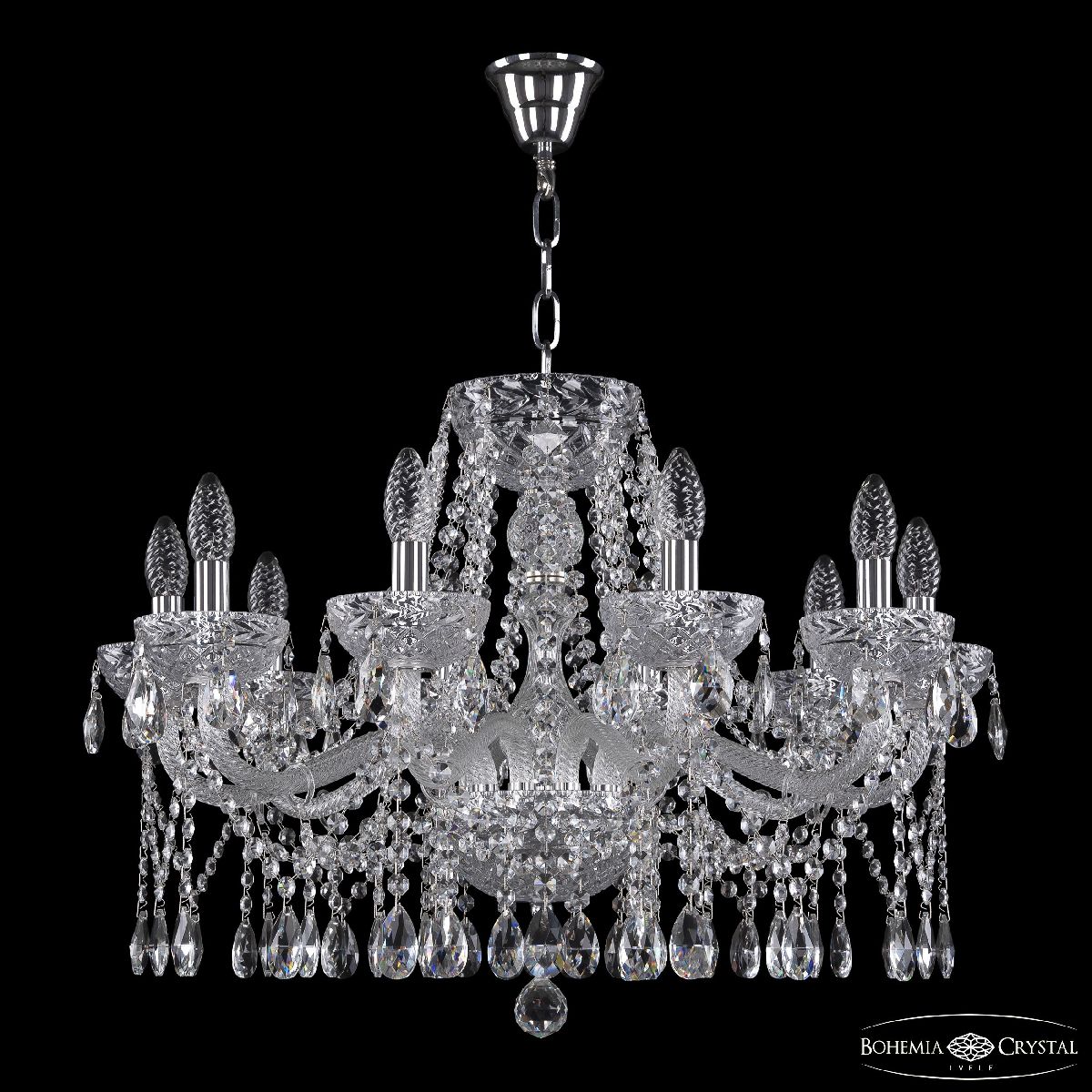 Подвесная люстра Bohemia Ivele Crystal 5413/10/240 Ni Clear/M-1F