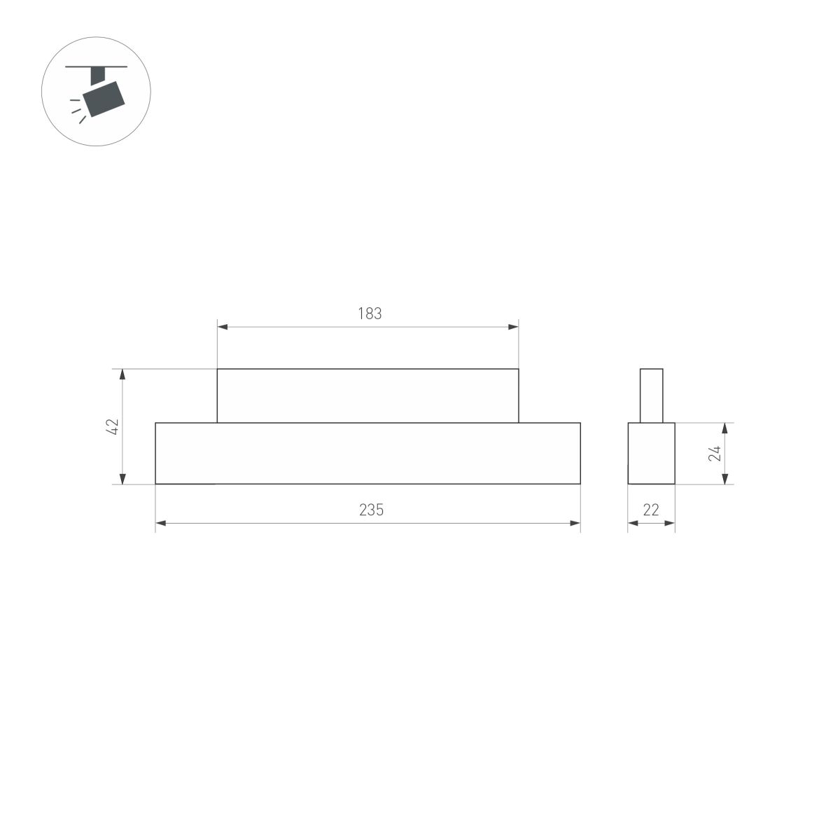 Трековый магнитный светильник ArlightMAG-ORIENT-FLAT-L235-8W Day4000 (WH, 100 deg, 48V) (IP20 Металл) 035832(1)