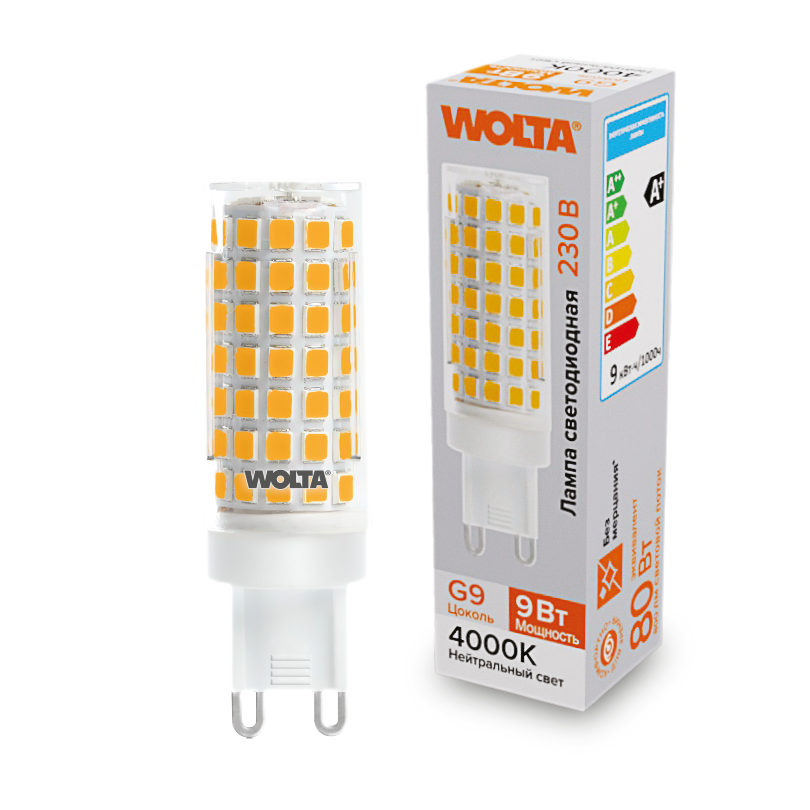Светодиодная лампа WOLTA 9Вт 4000K G9 кукуруза матовая WSTD-JCD-9W4KG9-C