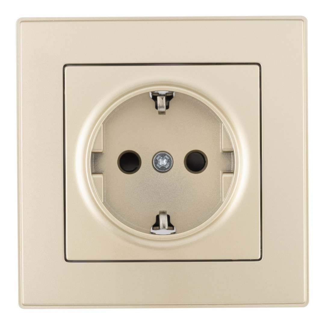 Комплект розетки с/з и шторками и рамкой Arte Milano SET06-1-40-1 shampan