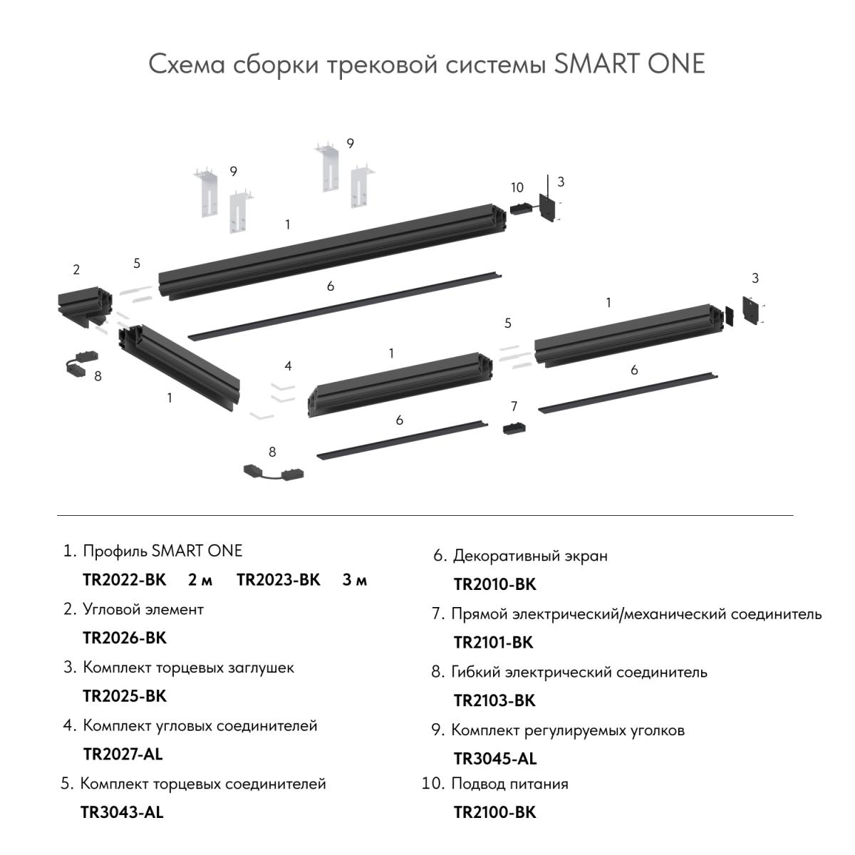 Комплект угловых соединителей шинопровода Denkirs Smart One TR2027-AL