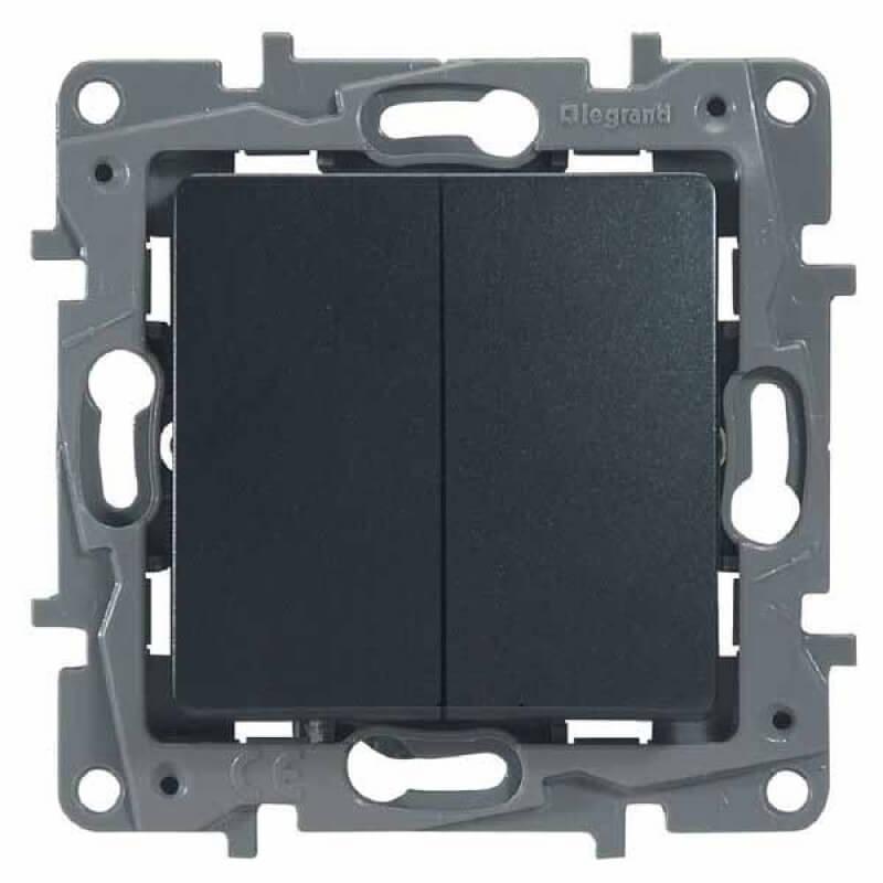 Переключатель двухклавишный Legrand Etika 10A 250V антрацит 672612