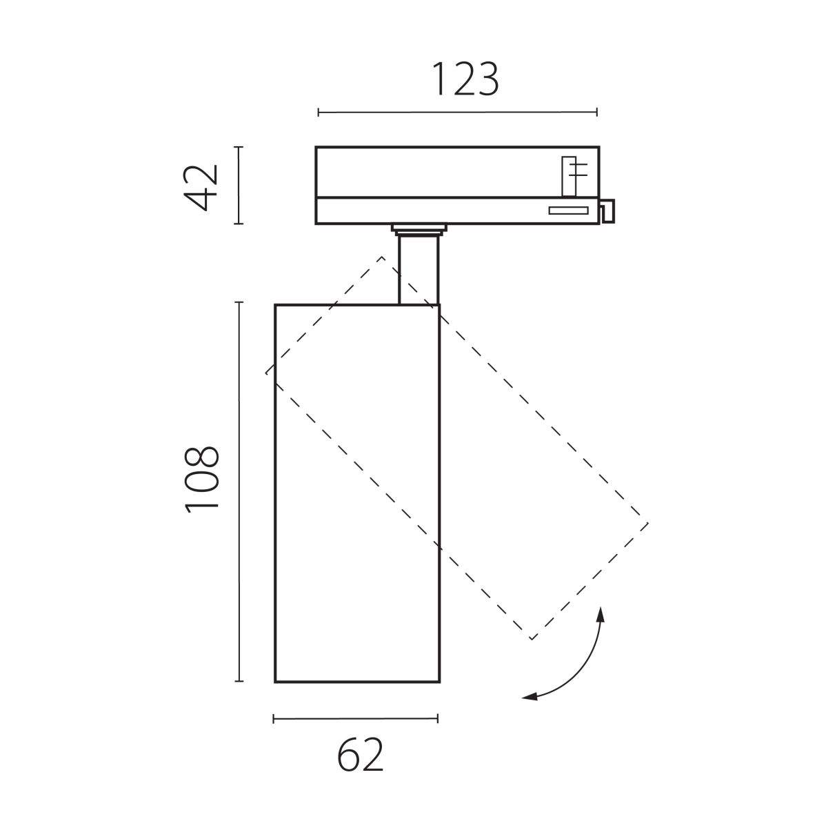 Трековый трехфазный светильник Quattro LED 36G с адаптером Lightstar Alta Base A5136QT36G