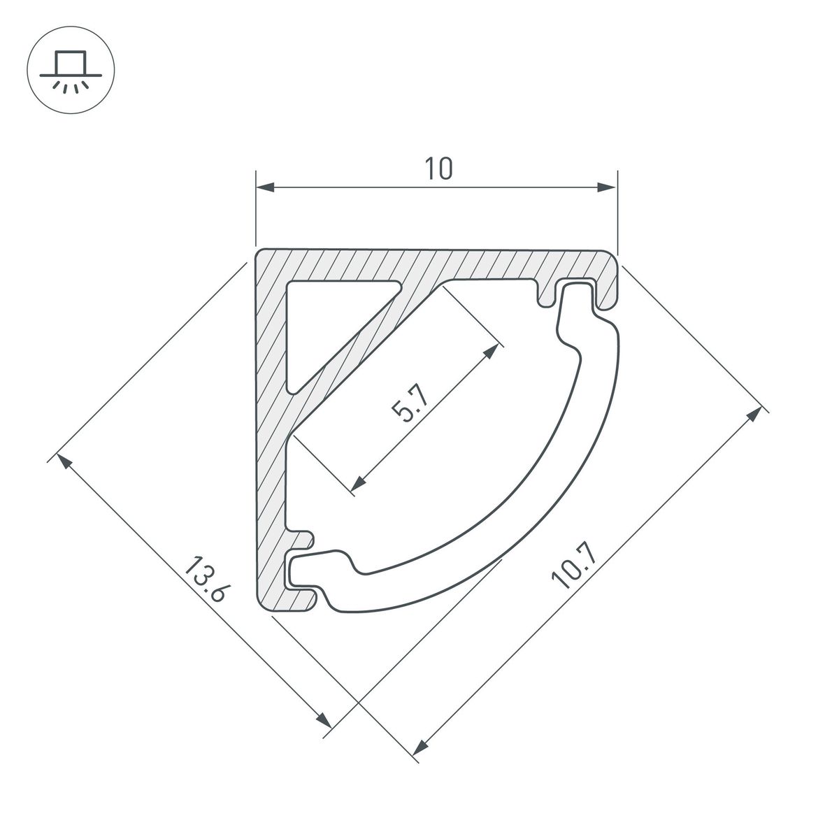 Алюминиевый профиль Arlight ARH-Kant-H10-2000 Anod 036321