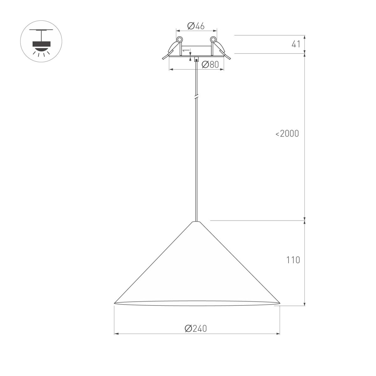 Подвесной светильник Arlight SP-MAKOTO-R240-10W Warm3000 (BK, 36 deg, 230V, TRIAC) 057212