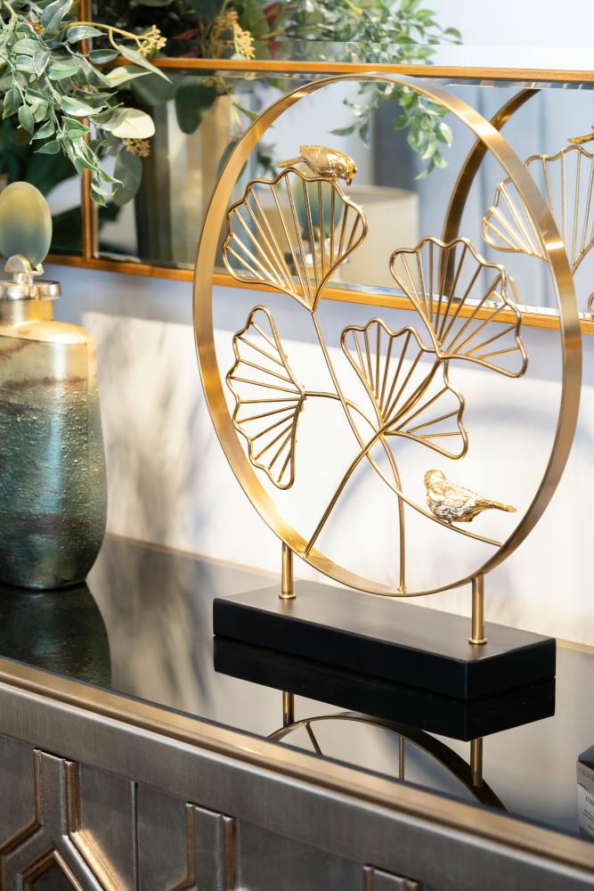 Статуэтка Листья с двумя золотыми птичками Garda Decor 55RD3153