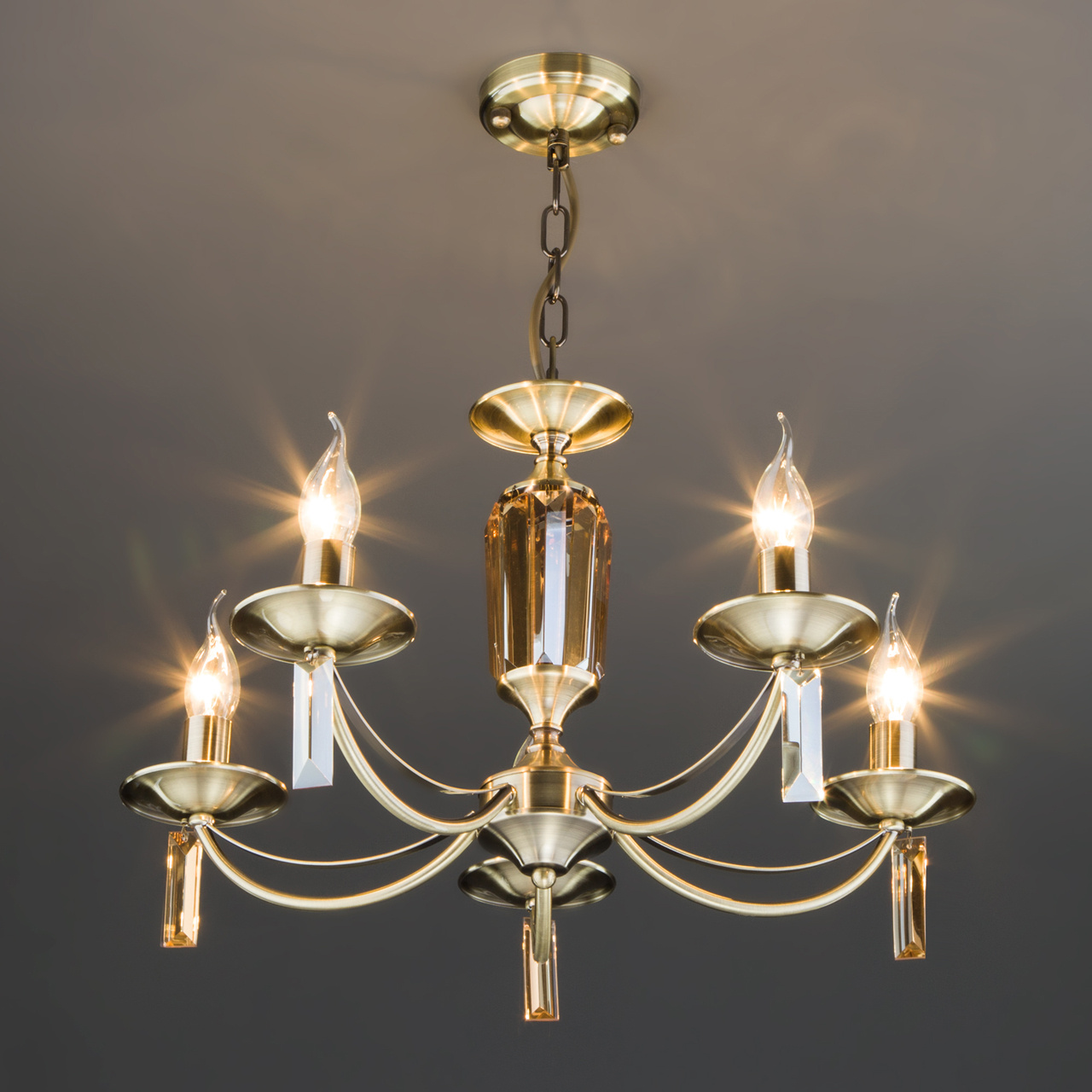 Подвесная люстра Eurosvet Volare 60087/5 античная бронза