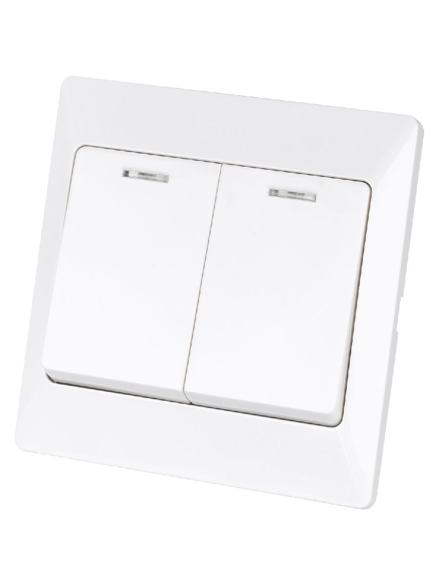 Выключатель двухклавишный с подсветкой Ильмень TDM Electric SQ1823-0004