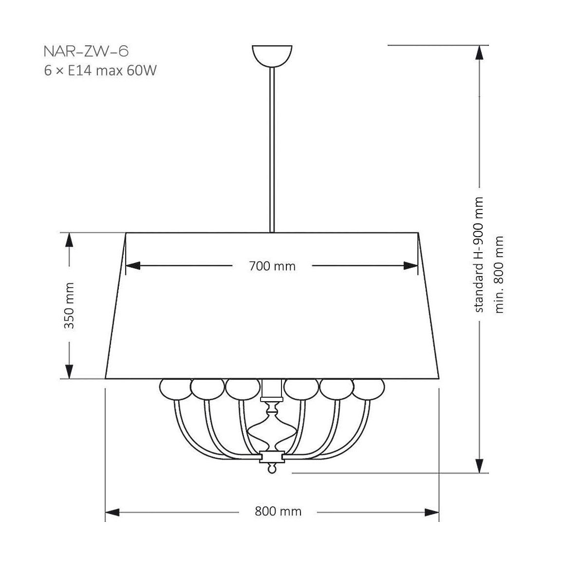Подвесная люстра Kutek Mood Narni NAR-ZW-6 (CC)