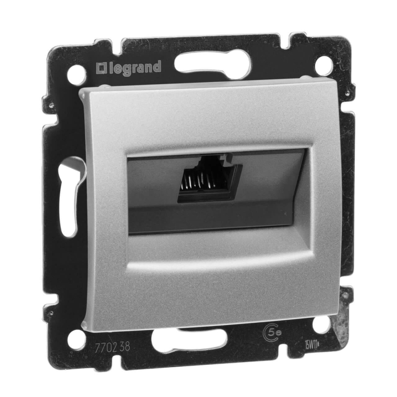 Розетка компьютерная RJ45 Legrand Valena 5e кат UTP на винтах алюминий 770238