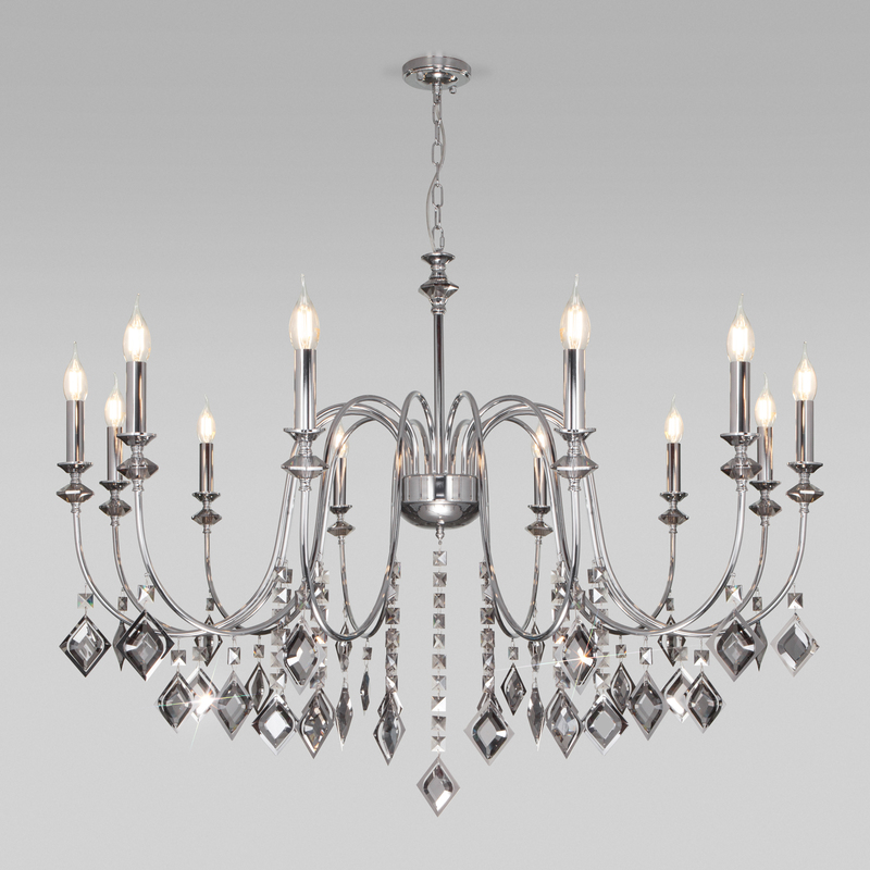 Подвесная люстра Eurosvet Telao 10110/12 хром/дымчатый хрусталь Strotskis