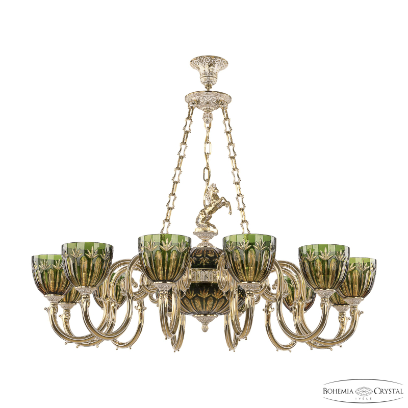 Подвесная люстра Bohemia Ivele Crystal Verona 72003P/12/300 GW P1 U Amber-Green/H-1I FH1B
