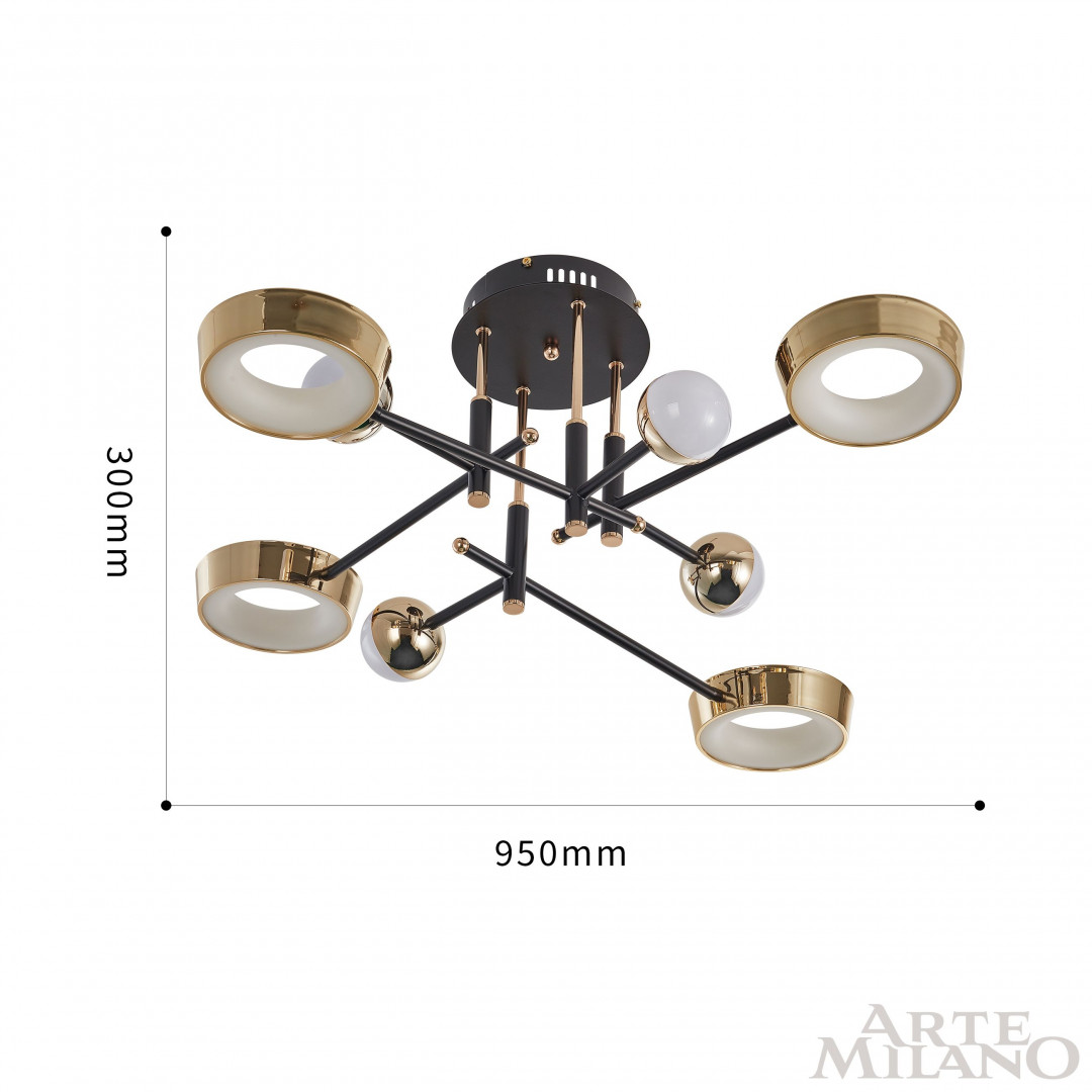 Потолочный светильник Arte Milano Ferrara 273299/8 BK/GD
