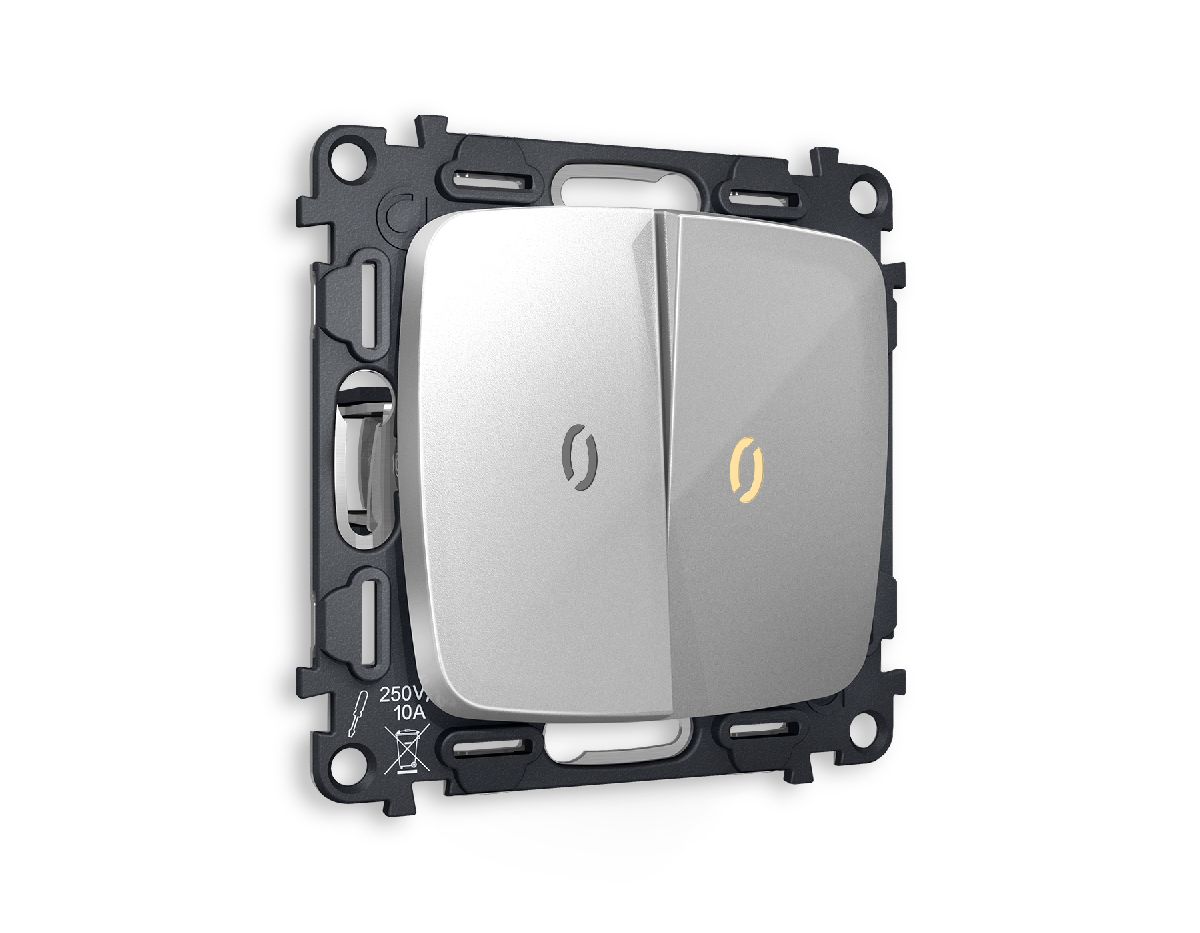 Комплект механизма 2-кл выключателя с подсветкой Ambrella Volt Omega MO404010