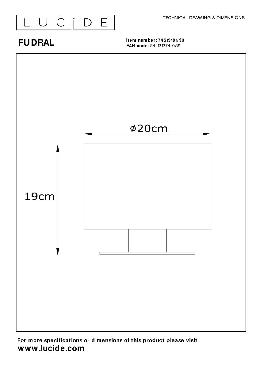Настольная лампа Lucide Fudral 74515/81/30