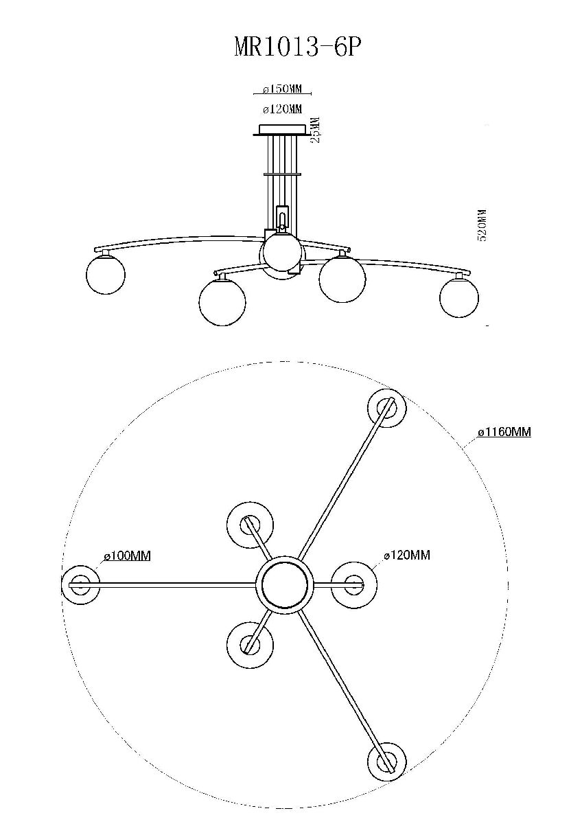 Потолочная люстра MyFar Stacy MR1013-6P