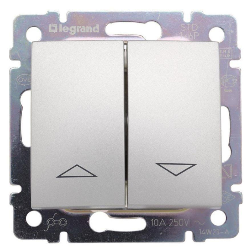 Переключатель управления жалюзи Legrand Valena Valena 10A 250V электрическая блокировка алюминий 770114