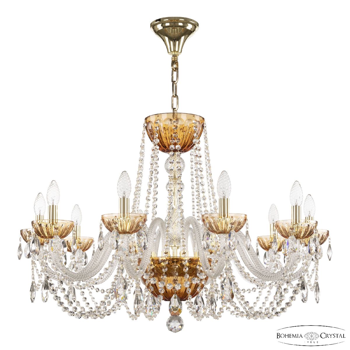 Подвесная люстра Bohemia Ivele Crystal 5402/10/300 G Amber/M-1H