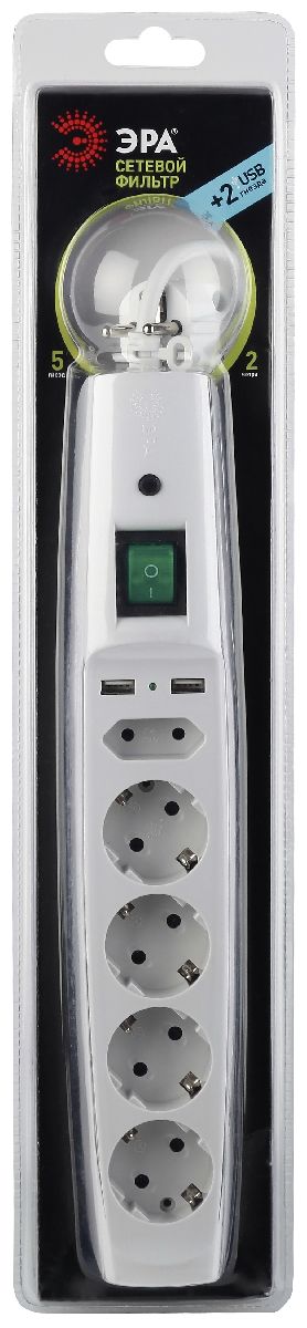 Сетевой фильтр Эра SFU-5es-2m-W C0043327