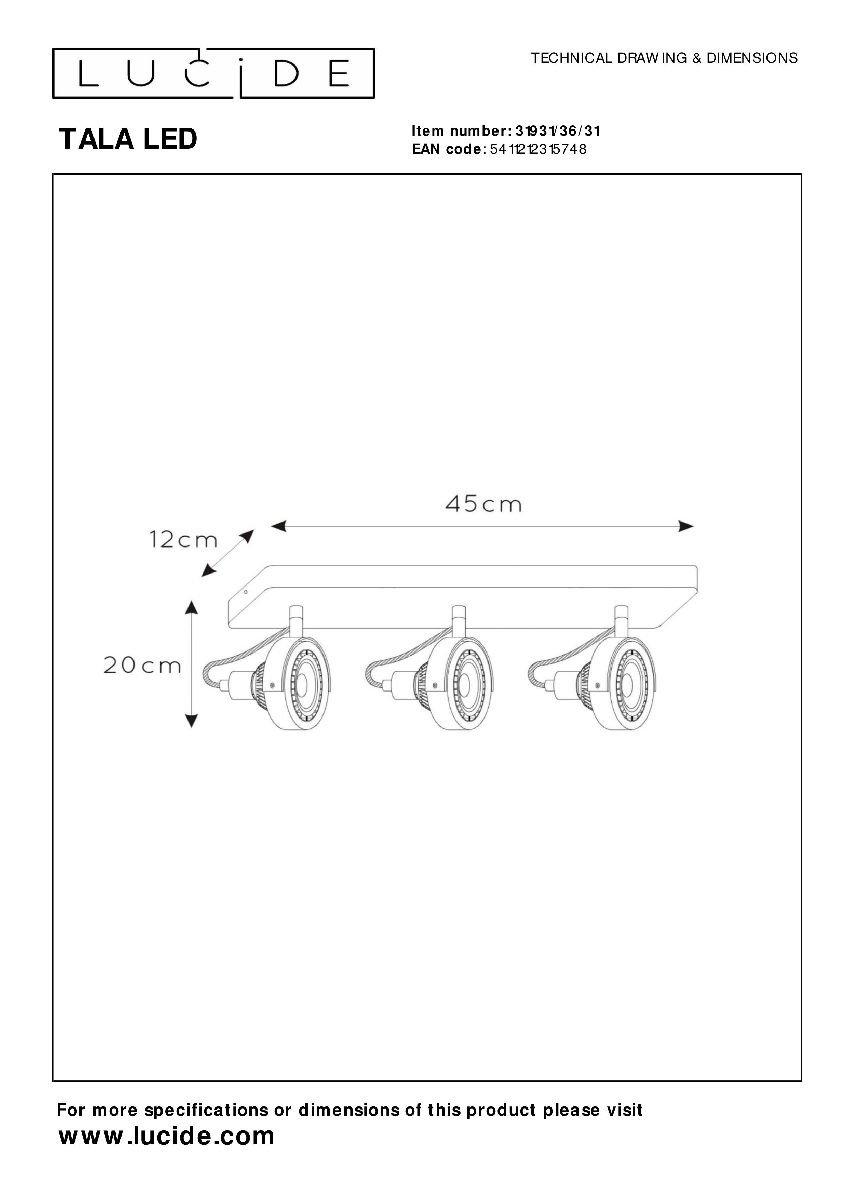 Спот Lucide Tala Led 31931/36/31