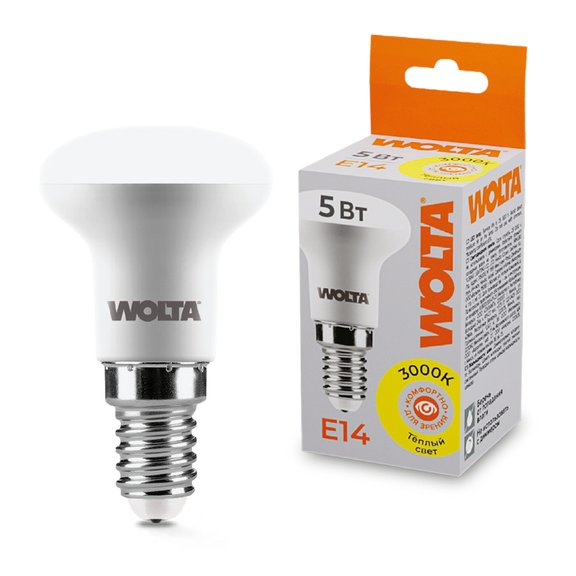 Светодиодная лампа WOLTA 5Вт 3000K E14 грибок матовый 25Y39R5E14