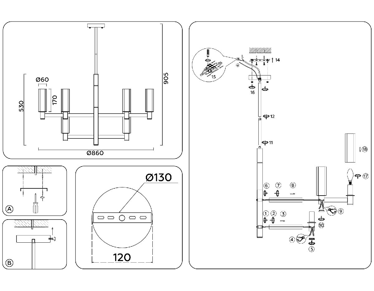 Люстра на штанге Ambrella Light High Light Heigh Light LH55515