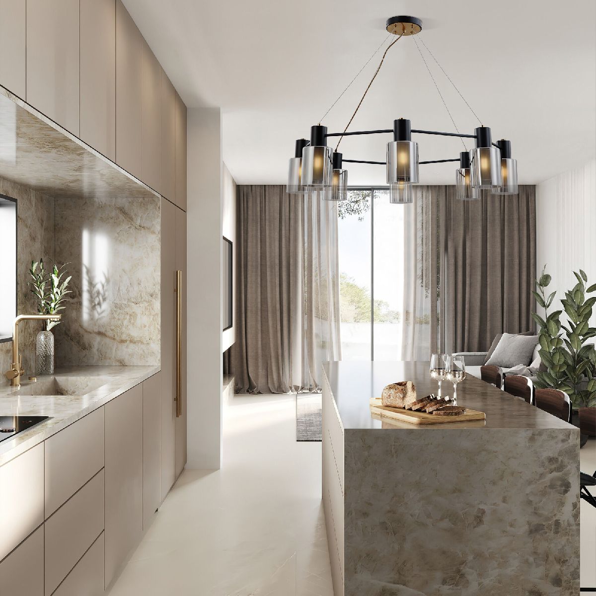 Подвесная люстра Eurosvet Notion 70219/8 черный/античная бронза a065300