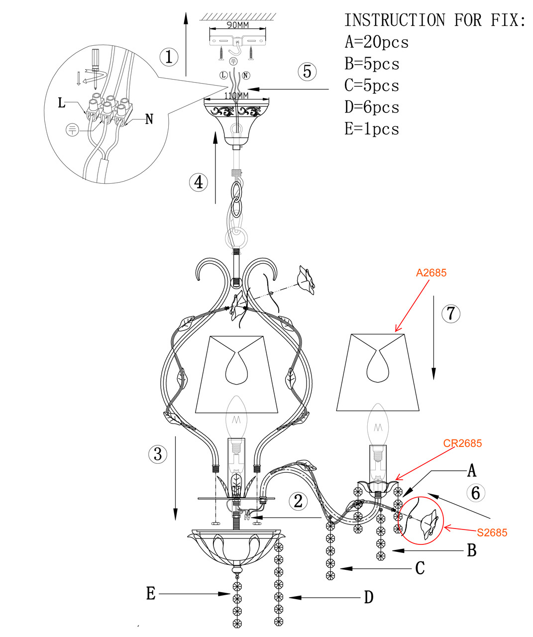 Подвесная люстра Odeon Light Padma 2685/6