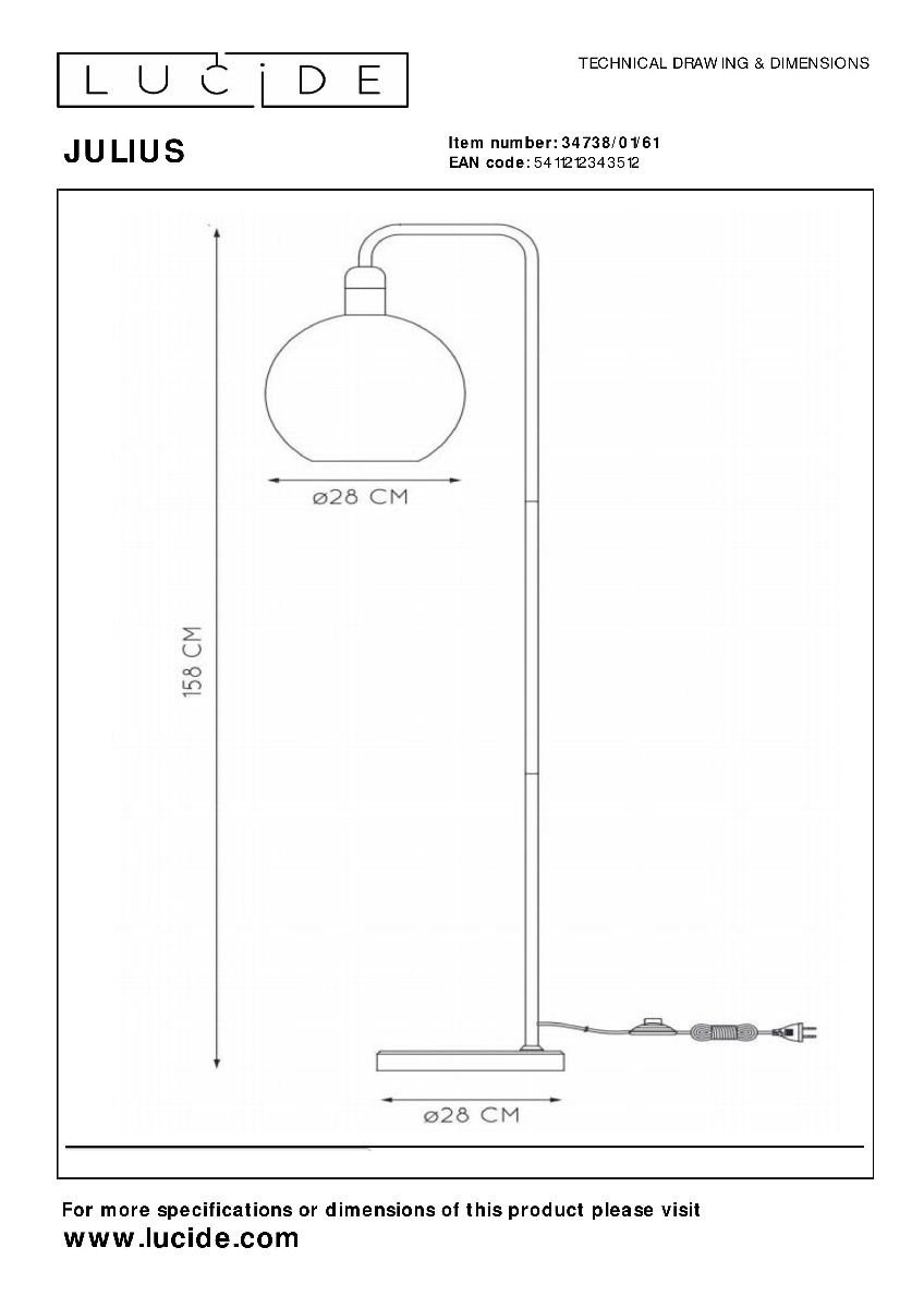 Торшер Lucide Julius 34738/01/61