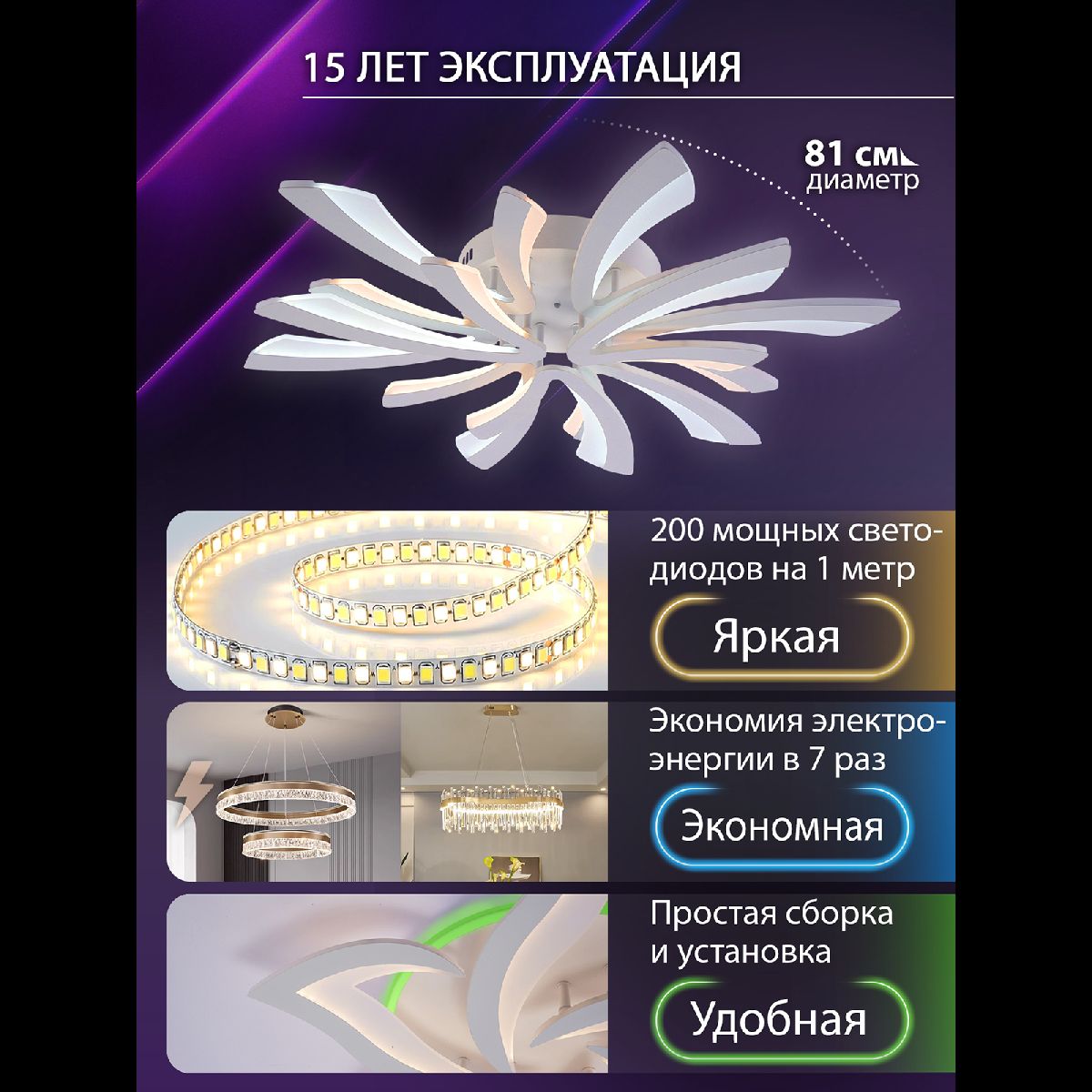 Потолочная люстра Natali Kovaltseva Vio LED LAMPS 81454