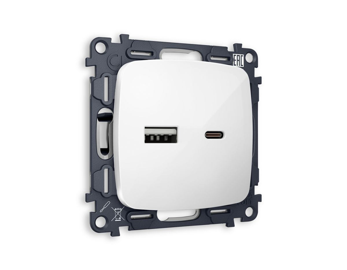 Комплект механизма розетки USB A+C 20W Ambrella Volt Omega (OP1110, VM177) MO111010