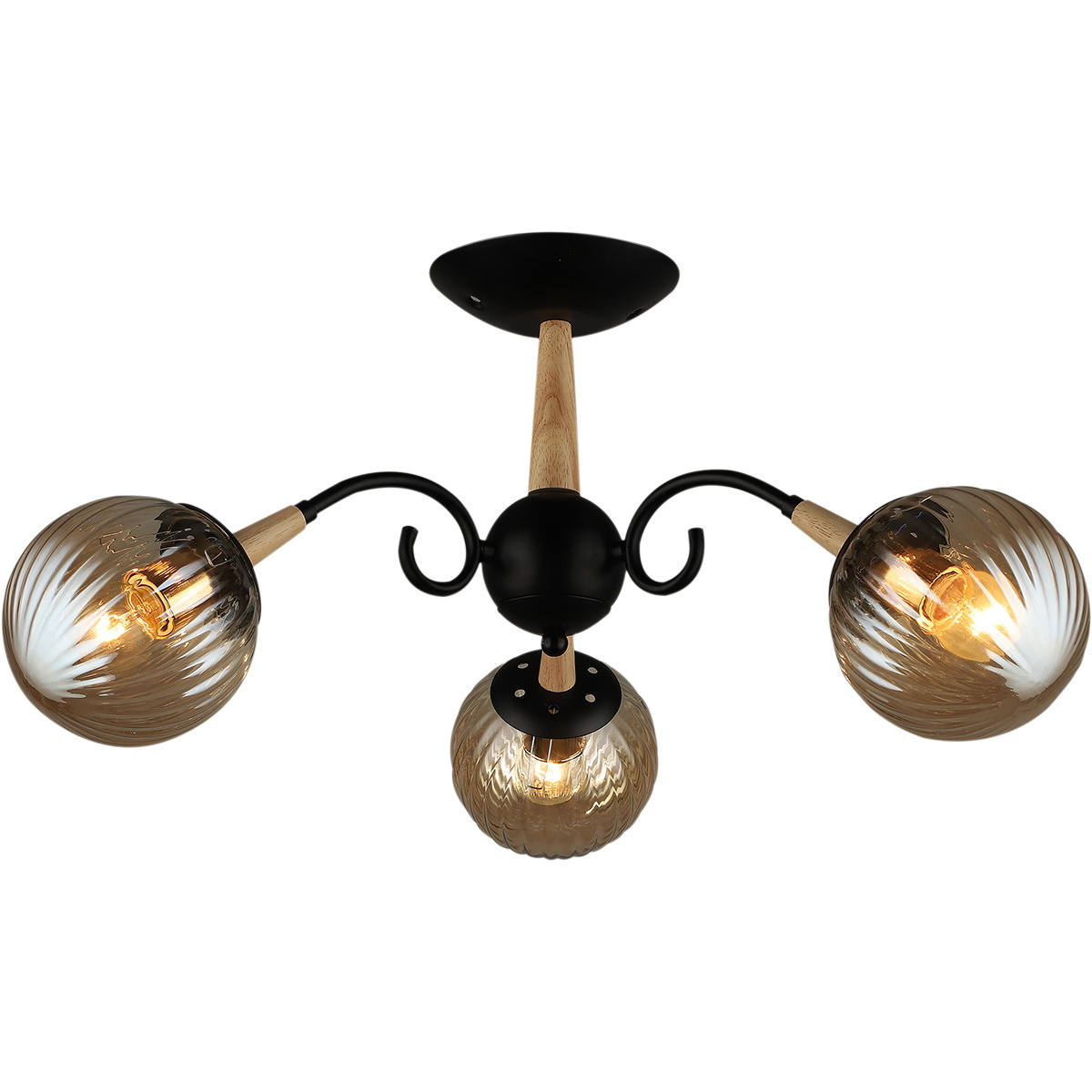 Люстра на штанге Reluce 04886-0.3-03 BK+WOOD