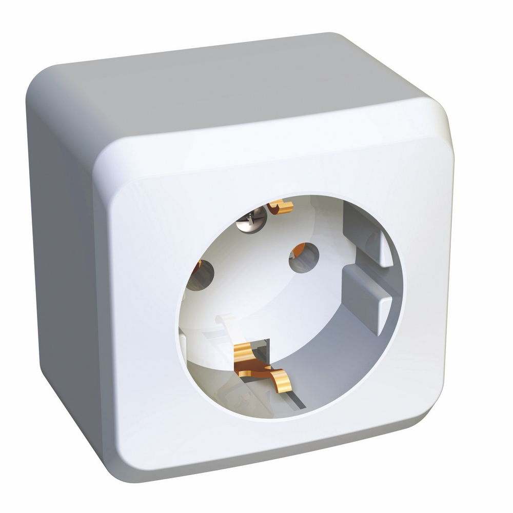 Розетка 1-ая с/з без шторок Systeme Electric Этюд наруж PA16-003B