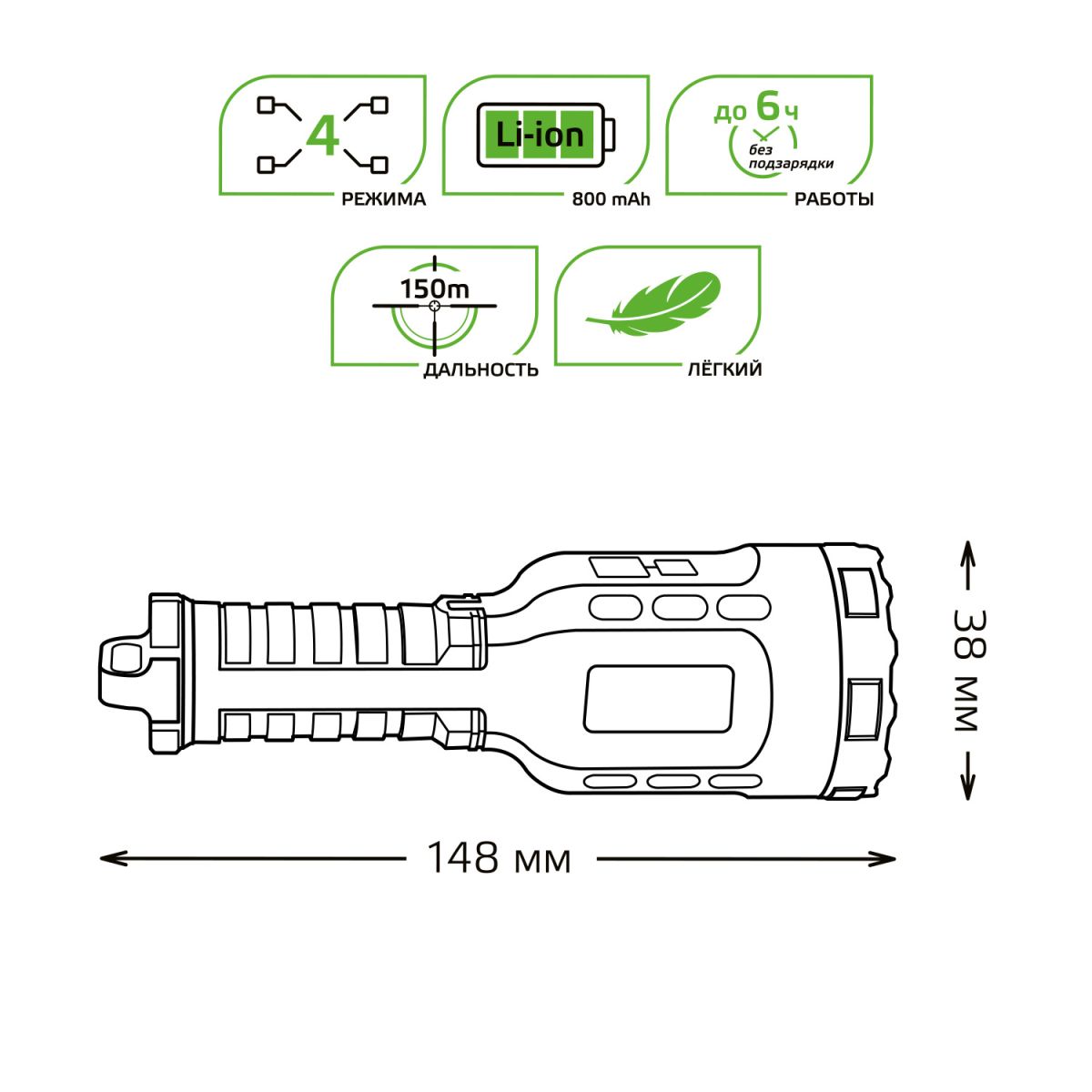 Фонарь ручной Gauss GF208