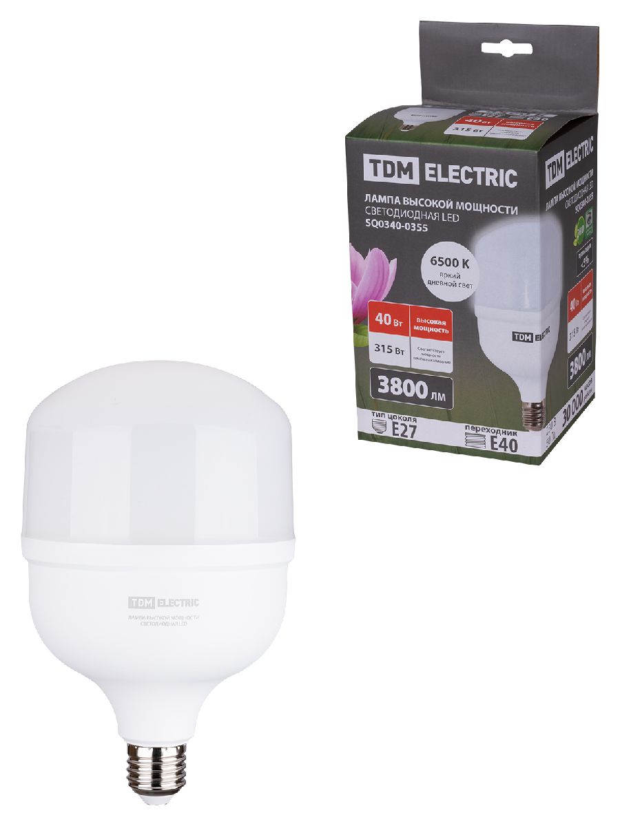 Лампа светодиодная TDM Electric E27 40W 6500K матовая SQ0340-0355