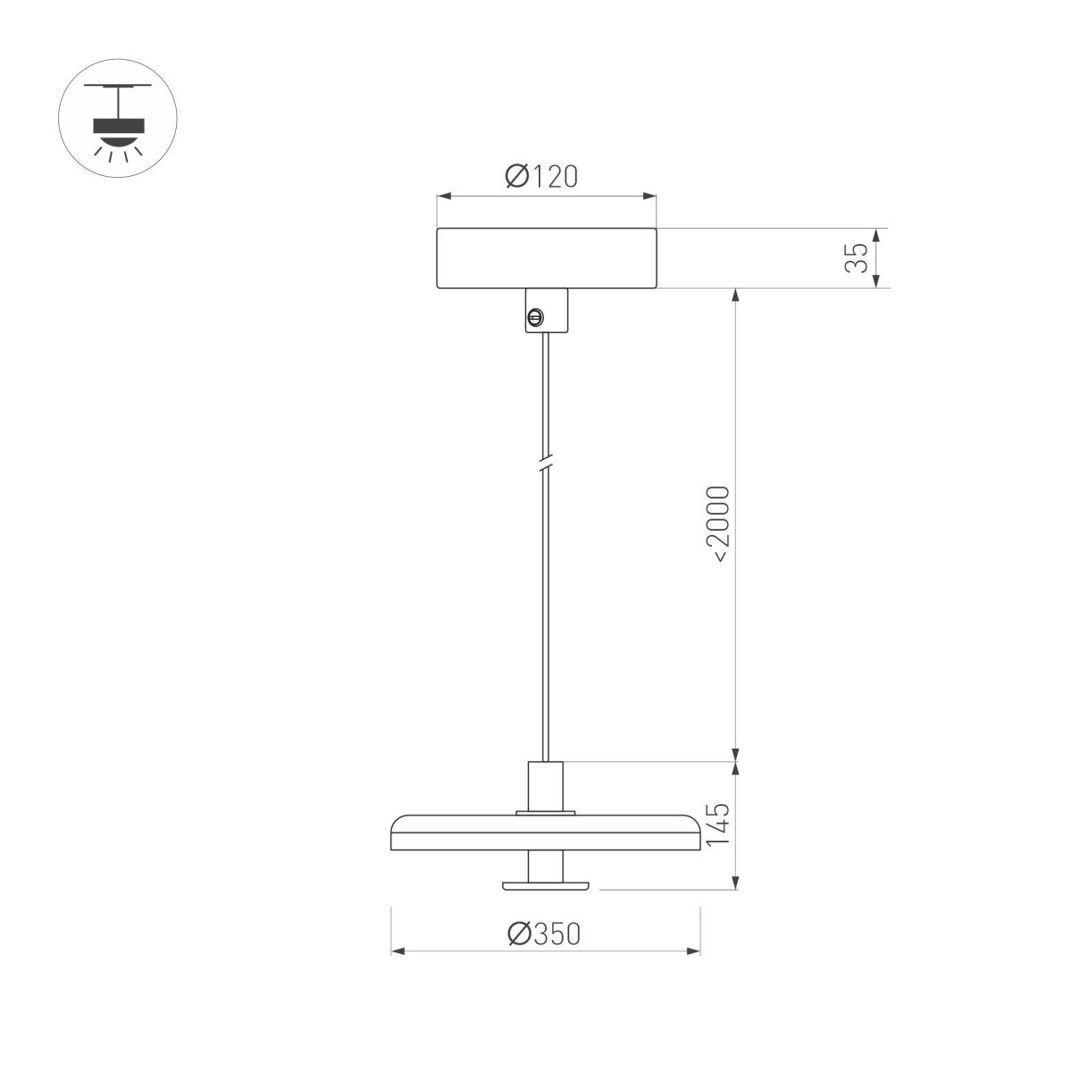Подвесной светильник Arlight SP-KOTARO-R350-12W Warm3000 (BK-CF, 36 deg, 230V, TRIAC) 057232