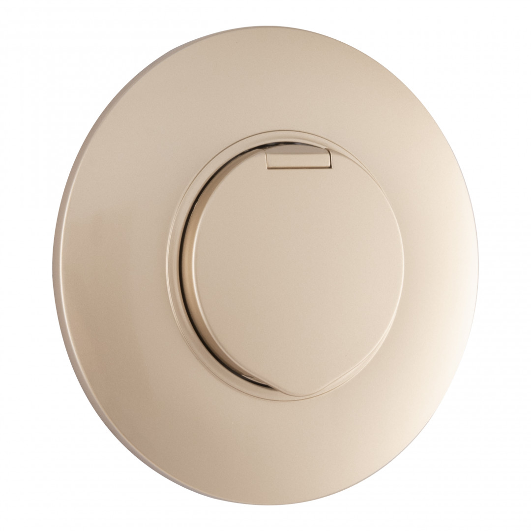 Розетка круглая с/з и шторками, защитной крышкой и рамкой Arte Milano SET08-1-41-1 shampan