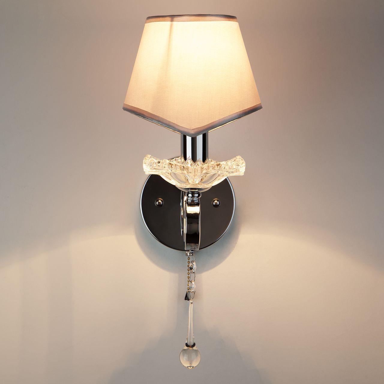 Бра Eurosvet Kelly 10085/1 хром/прозрачный хрусталь Strotskis