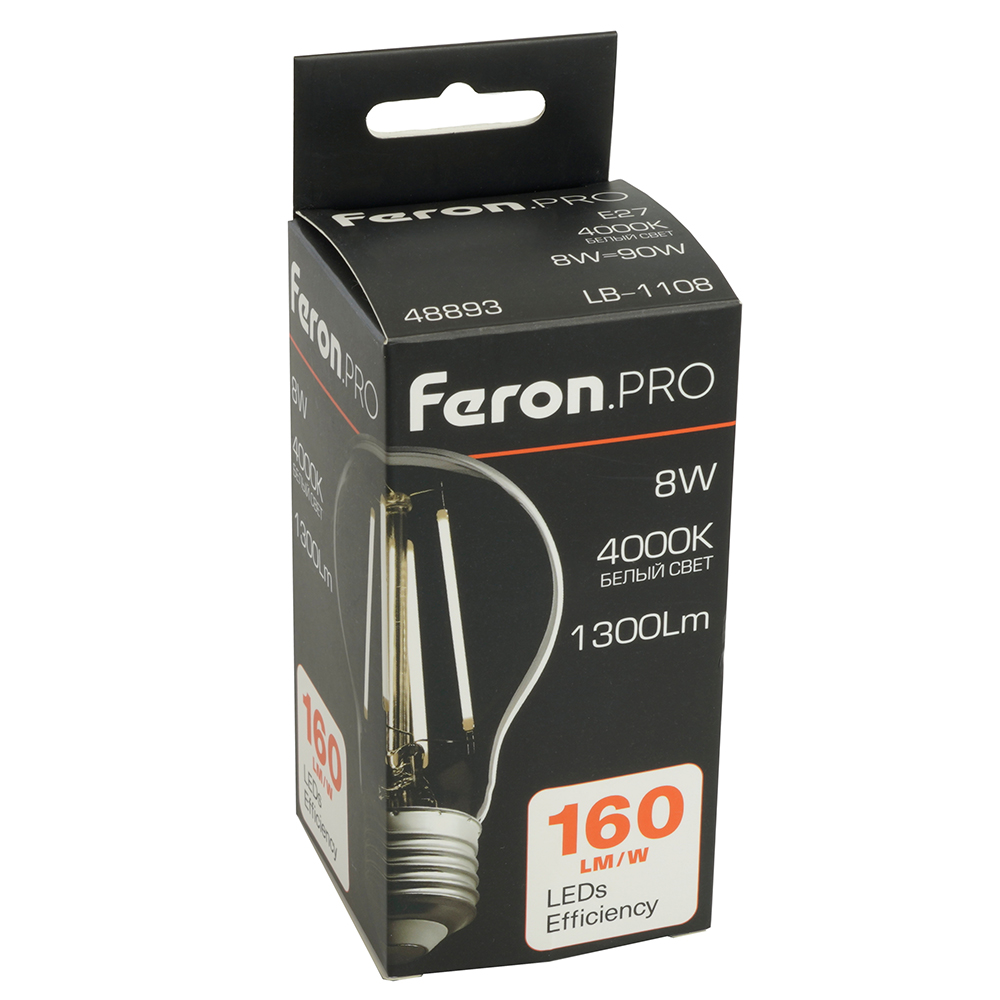 Светодиодная лампа Feron LB-1108 E27 8W 4000K 48893
