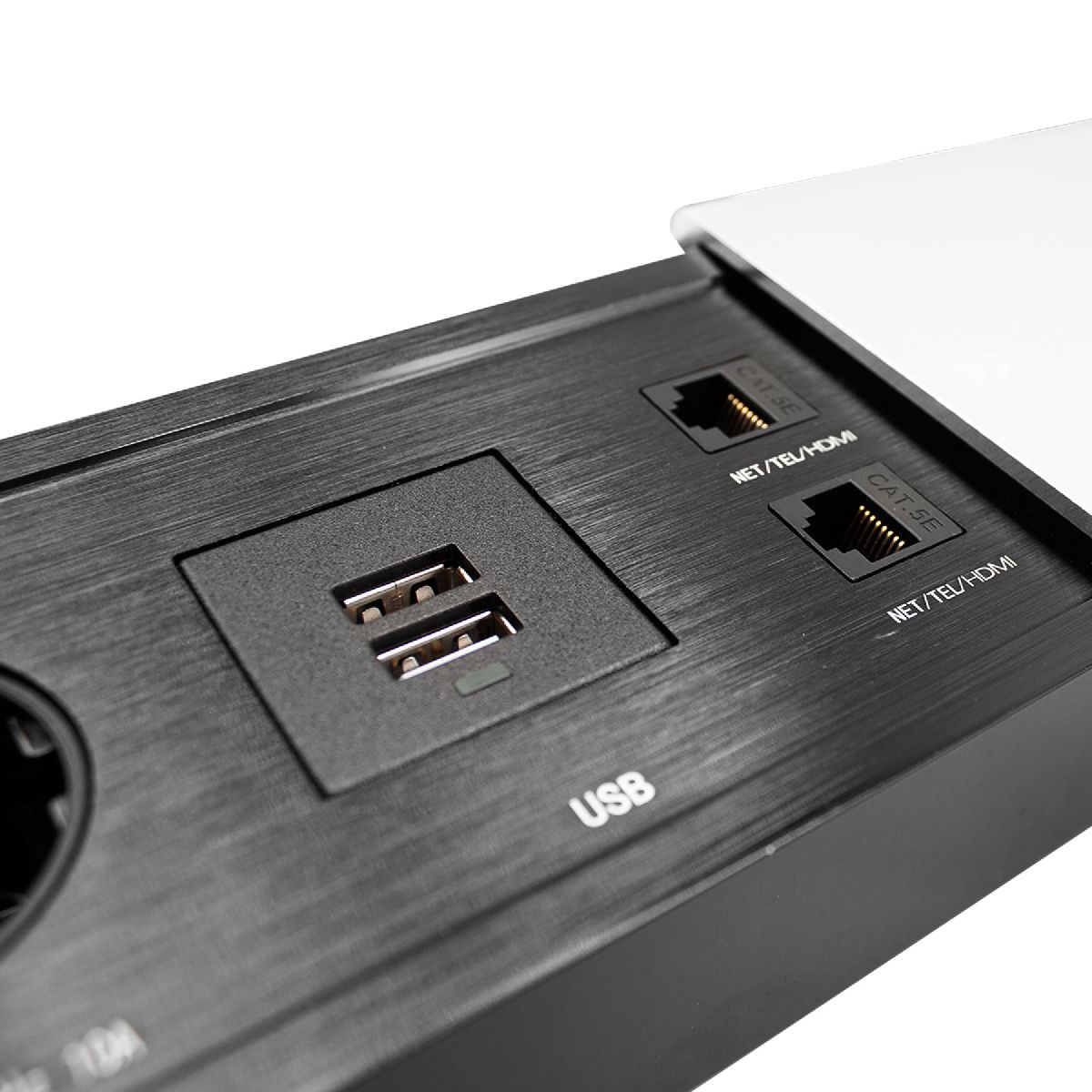 Блок розеток JX (Slide Top) (2 секции RJ-45 + 2 USB с кабелем питания) Mebax 00-00002890