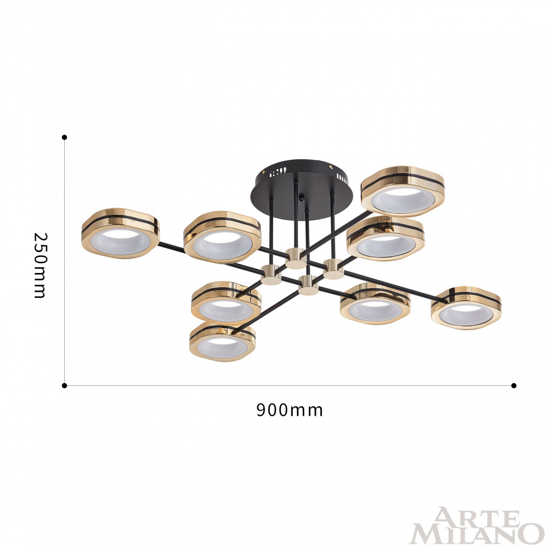 Потолочный светильник Arte Milano Ferrara 277999/8 BK/GD